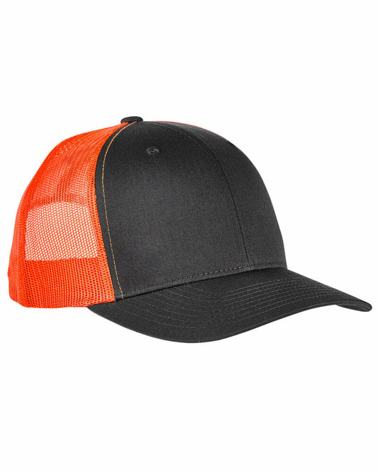 Custom Patch Hats – Snapback - Charcoal on High Visibility Orange