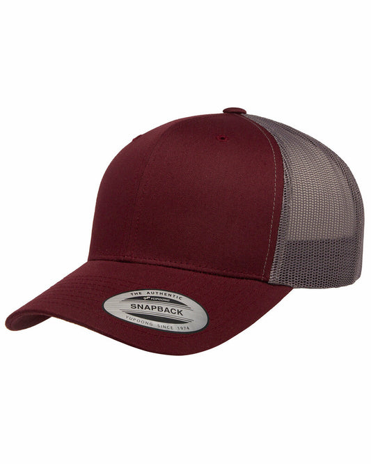 Custom Patch Hats - Snapback - Maroon on Grey